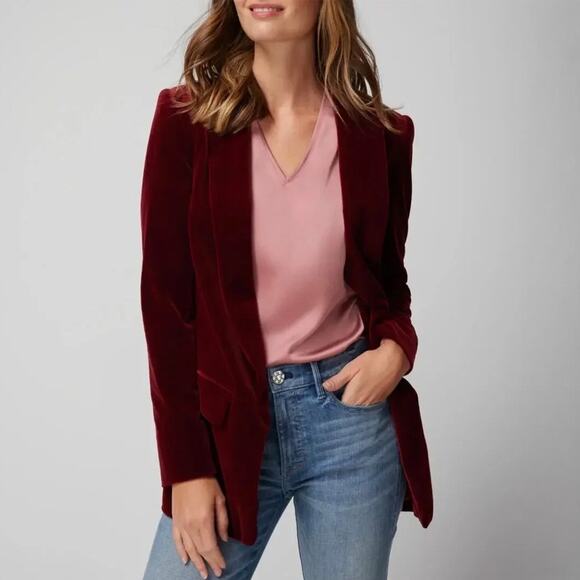 White House Black Market Jackets & Blazers - White House Black Market Burgundy Velvet Relaxed Blazer NWT Size 2